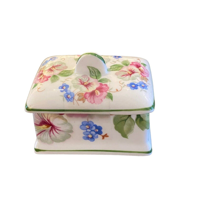 Vintage Crownford Giftware, Fine Bone China Jewelry Box Beautiful floral